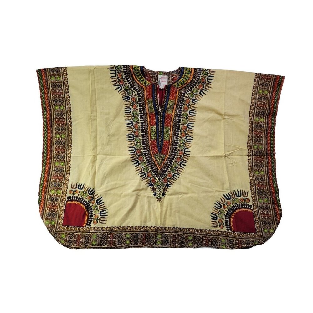 Kaftan By Hatari Dashiki Women S/M Yellow Tribal Print Mandala Indian